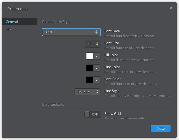 Preference Dialog